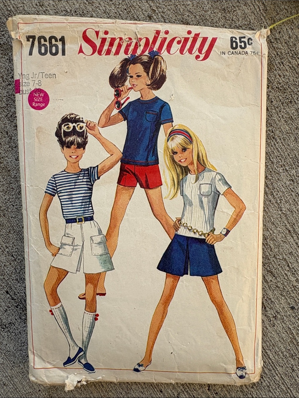 Simplicity Teen Shorts and Tops Pattern - Blue, Red, White